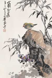 萧平 辛巳（2001年）作 花鸟 立轴